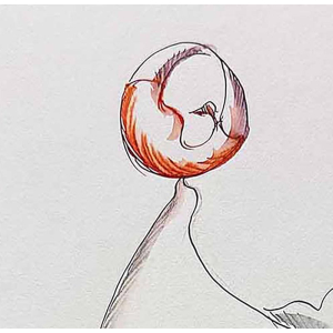 Dessin aquarellé du peintre sculpteur Jean Louis Toutain