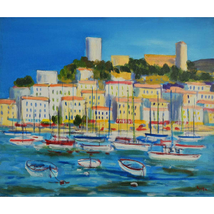 Plage de Cannes vue par l'artiste peintre Claude Balta