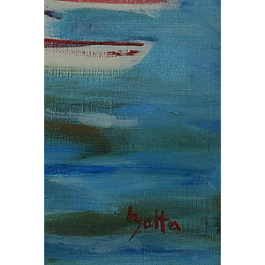 Plage de Cannes vue par l'artiste peintre Claude Balta