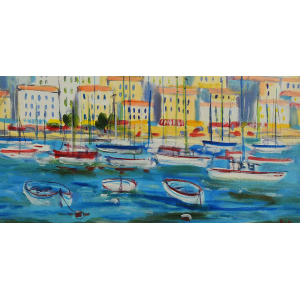 Plage de Cannes vue par l'artiste peintre Claude Balta