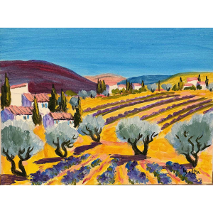 Magnifique champ de lavandes peint par Claude Balta