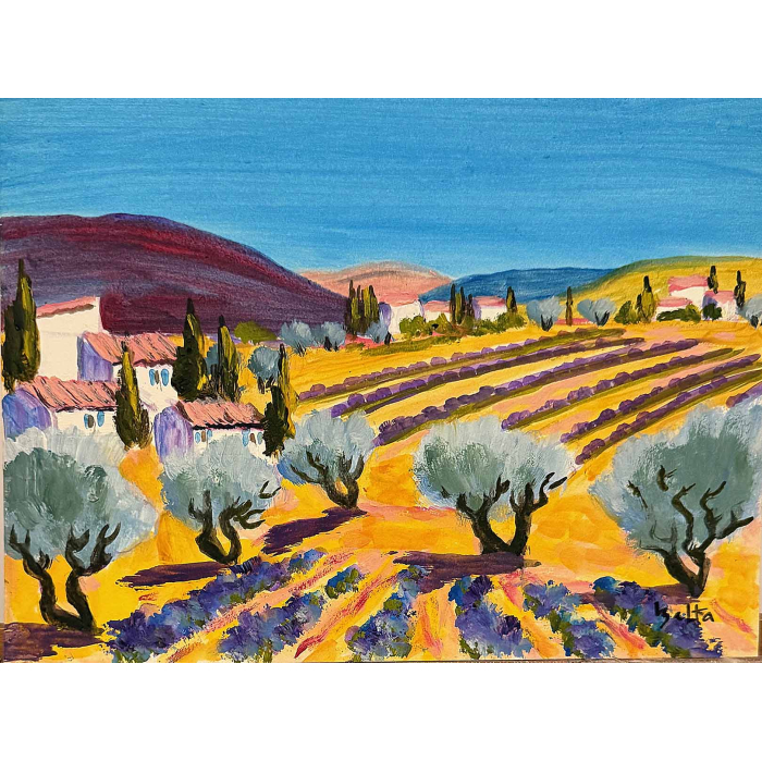 Magnifique champ de lavandes peint par Claude Balta