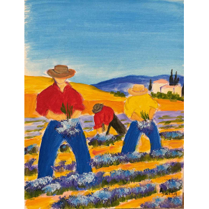 Coupeurs de lavandes magnifiquement peints par Claude Balta