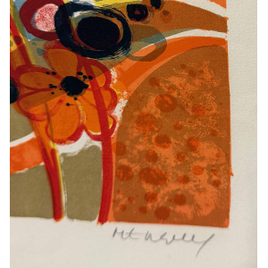 Lithographie de Frédéric Menguy Jeune Fille aux fleurs